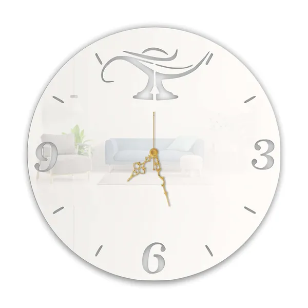 White_Ornamental_Lamp_Wall_Clock_Ultra_High_Gloss_Metal_Built_Silent_Non_Ticking_Movement_Modern_Wall_Decor_Living_Room_Bedroom_Hallway