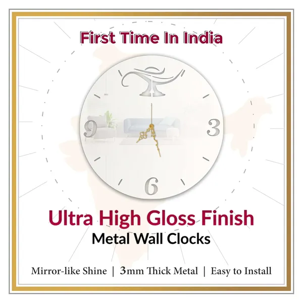 White_Ornamental_Lamp_Wall_Clock_Ultra_High_Gloss_Metal_Built_Silent_Non_Ticking_Movement_Modern_Wall_Decor_Living_Room_Bedroom_Hallway