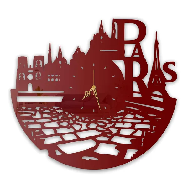 Wine_Red_Paris_City_Skyline_Wall_Clock_Ultra_High_Gloss_Metal_Built_Silent_Non_Ticking_Movement_Travel_Wall_Decor_Living_Room_Bedroom_Office