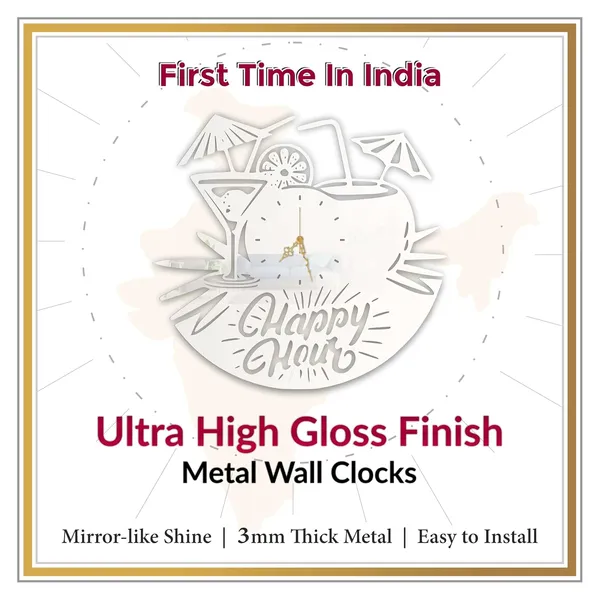 White_Happy_Hour_Bar_Wall_Clock_Ultra_High_Gloss_Metal_Built_Silent_Non_Ticking_Movement_Cocktail_Wall_Decor_Living_Room_Bar_Cafe