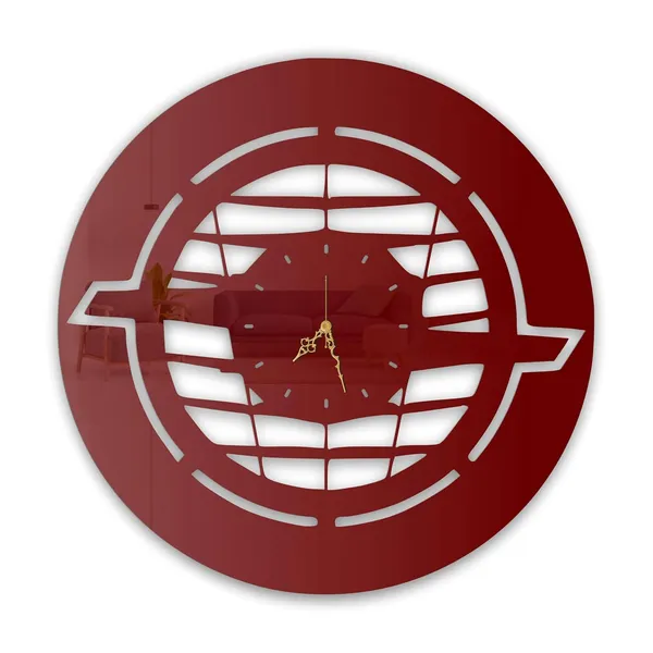 Wine_Red_Street_Grille_Emblem_Wall_Clock_Ultra_High_Gloss_Metal_Built_Silent_Non_Ticking_Movement_Automotive_Wall_Decor_Living_Room_Office_Garage