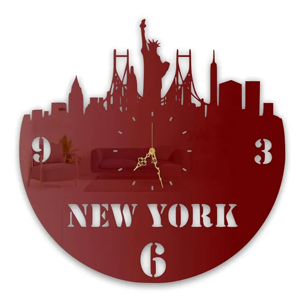 Wine_Red_New_York_Skyline_Wall_Clock_Ultra_High_Gloss_Metal_Built_Silent_Non_Ticking_Metal_Wall_Clock_City_Decor_Living_Room_Office_Travel_Theme
