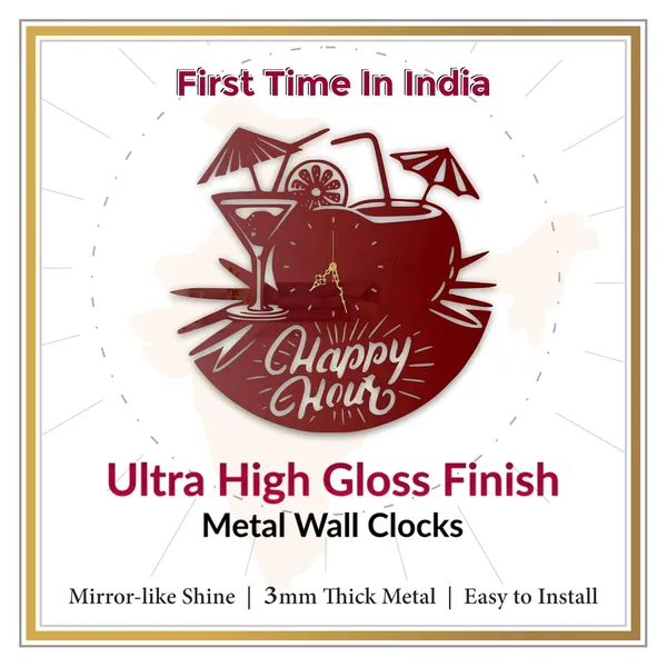 Wine_Red_Happy_Hour_Bar_Wall_Clock_Ultra_High_Gloss_Metal_Built_Silent_Non_Ticking_Movement_Cocktail_Wall_Decor_Living_Room_Bar_Cafe