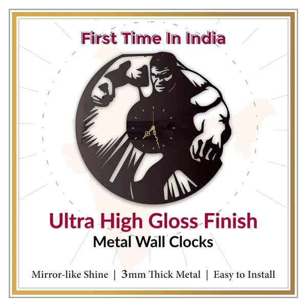 Black_Mighty_Green_Warrior_Wall_Clock_Ultra_High_Gloss_Metal_Metal_Built_Silent_Non_Ticking_Living_Room_Bedroom_Hero_Theme_Clock