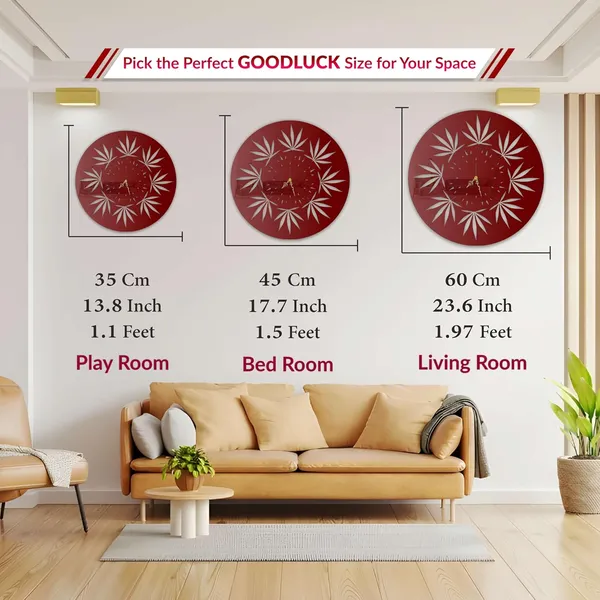 Wine_Red_Leaf_Mandala_Pattern_Wall_Clock_Ultra_High_Gloss_Metal_Built_Silent_Non_Ticking_Modern_Wall_Decor_Living_Room_Bedroom_Studio