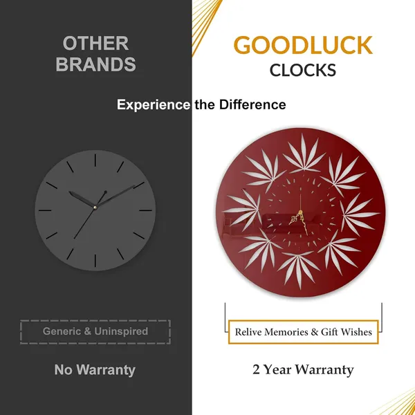 Wine_Red_Leaf_Mandala_Pattern_Wall_Clock_Ultra_High_Gloss_Metal_Built_Silent_Non_Ticking_Modern_Wall_Decor_Living_Room_Bedroom_Studio