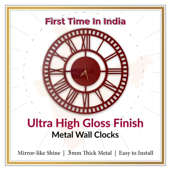 Wine_Red_Roman_Classic_Wall_Clock_Ultra_High_Gloss_Metal_Built_Silent_Non_Ticking_Modern_Wall_Decor_Living_Room_Bedroom_Office_Hallway