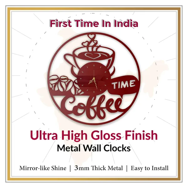 Wine_Red_Coffee_Time_Wall_Clock_Ultra_High_Gloss_Metal_Built_Silent_Non_Ticking_Metal_Wall_Clock_Kitchen_Decor_Living_Room_Cafe_Coffee_Corner