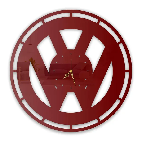 Wine_Red_Vintage_Auto_Monogram_Wall_Clock_Ultra_High_Gloss_Metal_Built_Silent_Non_Ticking_Movement_Car_Lover_Wall_Decor_Living_Room_Office_Garage