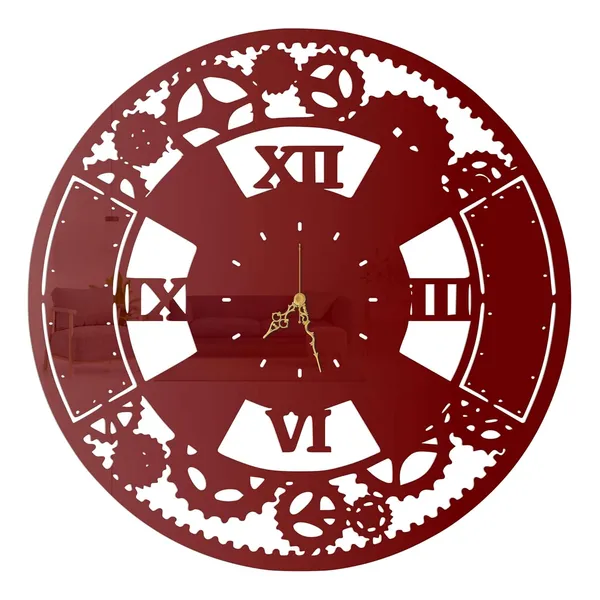 Wine_Red_Steampunk_Gear_Roman_Wall_Clock_Ultra_High_Gloss_Metal_Built_Silent_Non_Ticking_Movement_Industrial_Wall_Decor_Living_Room_Bedroom_Office