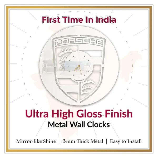 White_Racing_Heritage_Crest_Wall_Clock_Ultra_High_Gloss_Metal_Built_Silent_Non_Ticking_Movement_Luxury_Auto_Wall_Decor_Living_Room_Office_Garage