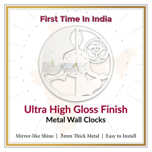 White_Meditation_Om_Wall_Clock_Ultra_High_Gloss_Metal_Built_Silent_Non_Ticking_Metal_Wall_Clock_Spiritual_Decor_Living_Room_Yoga_Room_Bedroom