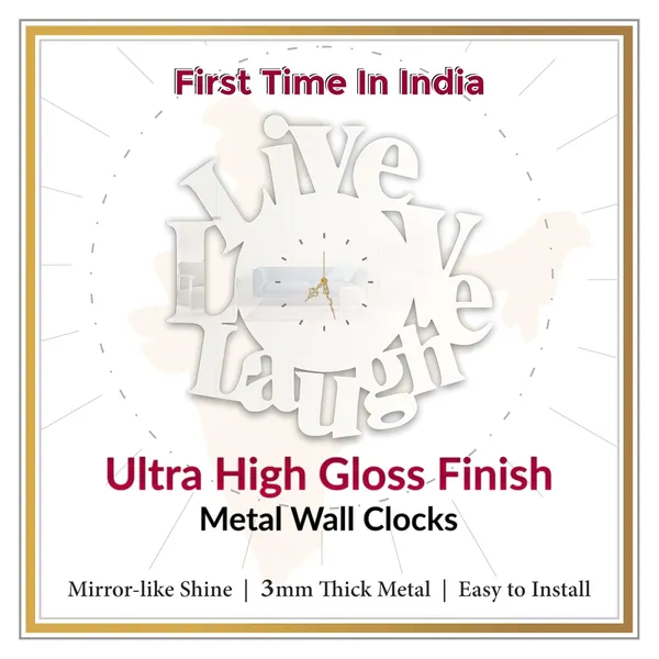 White_Live_Love_Laugh_Wall_Clock_Ultra_High_Gloss_Metal_Built_Silent_Non_Ticking_Metal_Wall_Clock_Motivational_Decor_Living_Room_Bedroom_Office