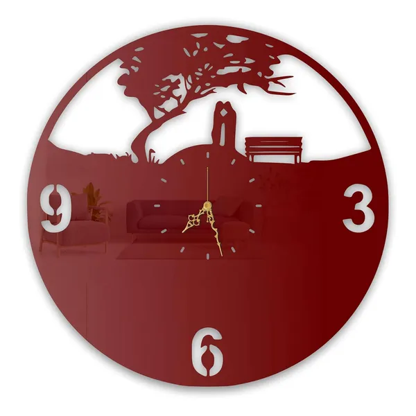 Wine_Red_Romantic_Couple_Silhouette_Wall_Clock_Ultra_High_Gloss_Metal_Built_Silent_Non_Ticking_Movement_Love_Theme_Wall_Decor_Living_Room