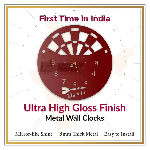Wine_Red_Dartboard_Gamer_Wall_Clock_Ultra_High_Gloss_Metal_Built_Silent_Non_Ticking_Movement_Game_Room_Wall_Decor_Living_Room_Bedroom_Sports_Zone