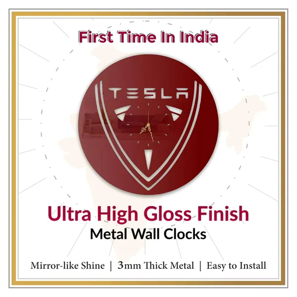 Wine_Red_Electric_Future_Crest_Wall_Clock_Ultra_High_Gloss_Metal_Built_Silent_Non_Ticking_Movement_Futuristic_Ev_Wall_Decor_Living_Room_Office_Garage