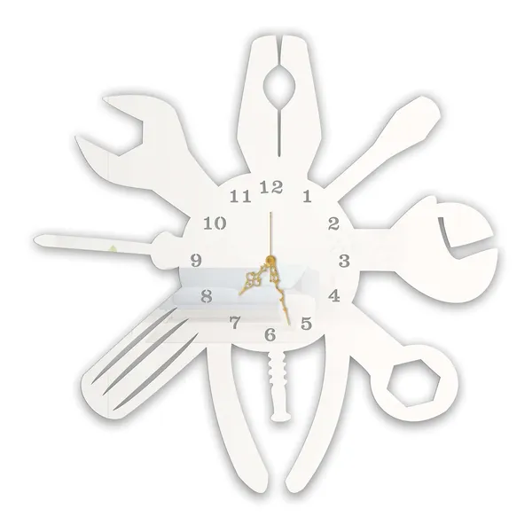 White_Tool_Master_Wall_Clock_Metal_Built_Ultra_High_Gloss_Silent_Non_Ticking_Movement_Metal_Wall_Clock_Garage_Decor_Workshop_Mechanic_Room