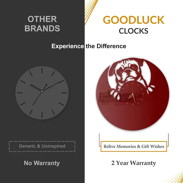 Wine_Red_Puppy_Peek_Wall_Clock_Ultra_High_Gloss_Metal_Built_Silent_Non_Ticking_Metal_Wall_Clock_Cute_Pet_Decor_Living_Room_Bedroom_Kids_Room