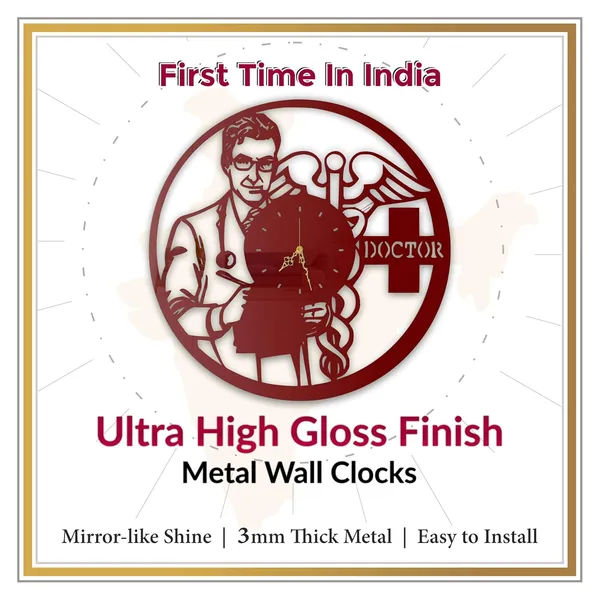 Wine_Red_Doctor_Theme_Wall_Clock_Ultra_High_Gloss_Metal_Built_Silent_Non_Ticking_Medical_Office_Wall_Decor_Clinic_Hospital_Doctor_Cabin