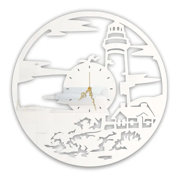 White_Lighthouse_Coastal_Wall_Clock_Ultra_High_Gloss_Metal_Built_Silent_Non_Ticking_Metal_Wall_Clock_Nautical_Decor_Living_Room_Beach_Home