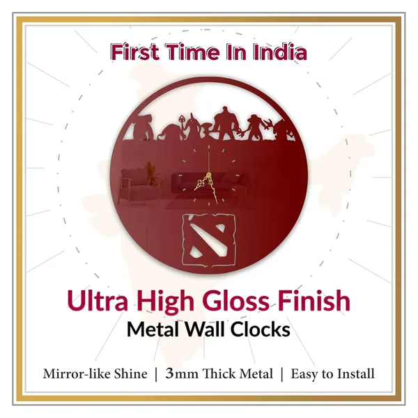 Wine_Red_Battle_Arena_Heroes_Wall_Clock_Ultra_High_Gloss_Metal_Built_Silent_Non_Ticking_Movement_Gaming_Wall_Decor_Living_Room_Bedroom_Game_Room