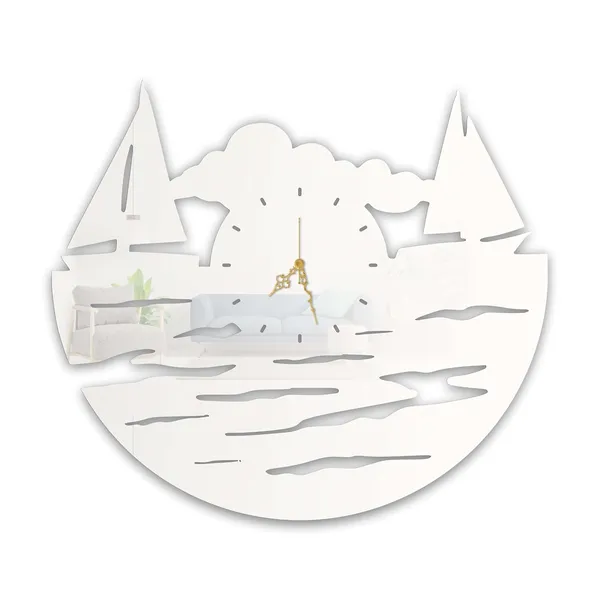 White_Sunset_Sailboats_Wall_Clock_Ultra_High_Gloss_Metal_Built_Silent_Non_Ticking_Metal_Wall_Clock_Nautical_Decor_Living_Room_Beach_Theme