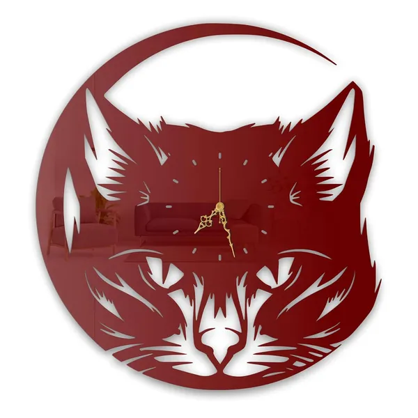 Wine_Red_Cat_Face_Wall_Clock_Ultra_High_Gloss_Metal_Built_Silent_Non_Ticking_Metal_Wall_Clock_Pet_Lover_Decor_Living_Room_Bedroom_Cozy_Corners
