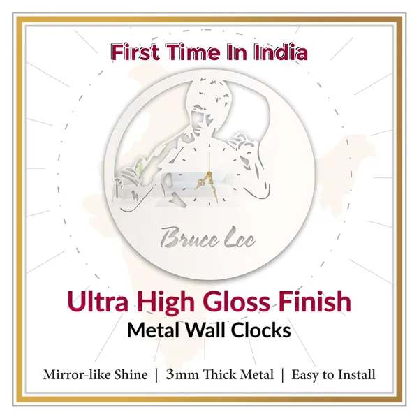 White_Martial_Arts_Legend_Wall_Clock_Ultra_High_Gloss_Metal_Built_Silent_Non_Ticking_Movement_Action_Hero_Wall_Decor_Living_Room_Bedroom_Gym