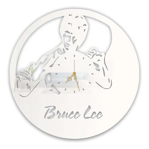 White_Martial_Arts_Legend_Wall_Clock_Ultra_High_Gloss_Metal_Built_Silent_Non_Ticking_Movement_Action_Hero_Wall_Decor_Living_Room_Bedroom_Gym