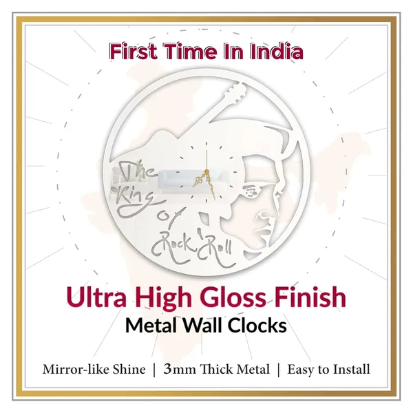 White_Rock_Legend_Wall_Clock_Ultra_High_Gloss_Metal_Built_Silent_Non_Ticking_Movement_Retro_Music_Wall_Decor_Living_Room_Bedroom_Studio