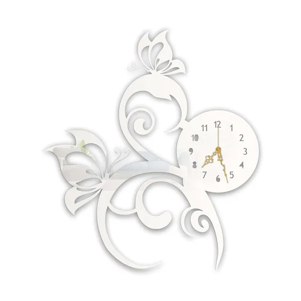 White_Butterfly_Swirl_Wall_Clock_Ultra_High_Gloss_Metal_Built_Silent_Modern_Wall_Decor_Living_Room_Bedroom_Hallway