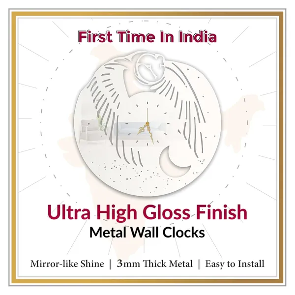 White_Moonlit_Owl_Wall_Clock_Ultra_High_Gloss_Metal_Built_Silent_Non_Ticking_Metal_Wall_Clock_Night_Sky_Decor_Living_Room_Bedroom_Study_Room