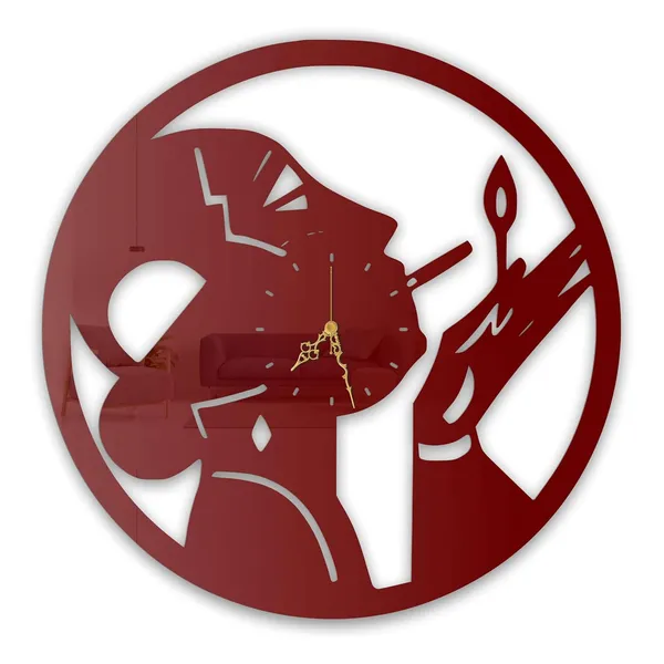 Wine_Red_Art_Studio_Painter_Wall_Clock_Ultra_High_Gloss_Metal_Built_Silent_Non_Ticking_Creative_Wall_Decor_Living_Room_Art_Room_Studio