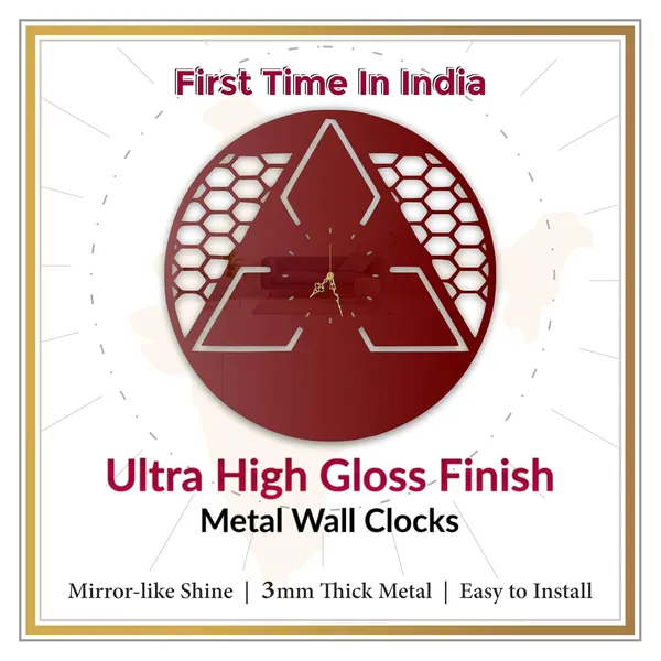 Wine_Red_Futuristic_Tri_Core_Wall_Clock_Ultra_High_Gloss_Metal_Built_Silent_Non_Ticking_Movement_Modern_Sci_Fi_Wall_Decor_Living_Room_Office_Bedroom