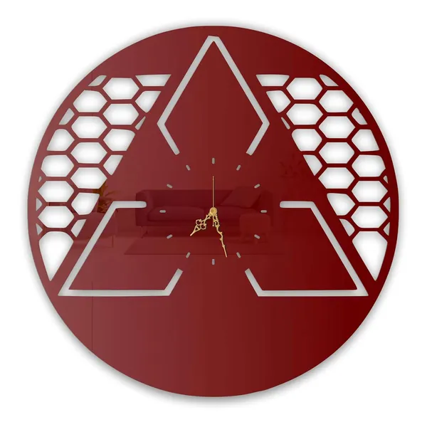 Wine_Red_Futuristic_Tri_Core_Wall_Clock_Ultra_High_Gloss_Metal_Built_Silent_Non_Ticking_Movement_Modern_Sci_Fi_Wall_Decor_Living_Room_Office_Bedroom