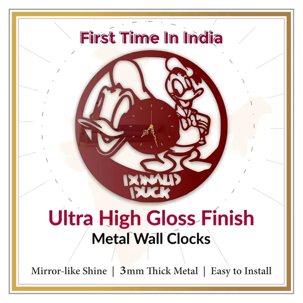 Wine_Red_Quirky_Duck_Wall_Clock_Ultra_High_Gloss_Metal_Built_Silent_Sweep_Movement_Fun_Wall_Decor_For_Living_Room_Kids_Room_Play_Area