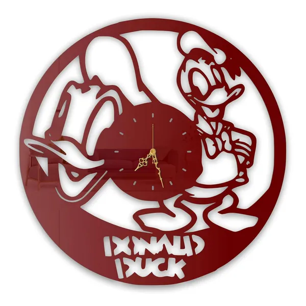 Wine_Red_Quirky_Duck_Wall_Clock_Ultra_High_Gloss_Metal_Built_Silent_Sweep_Movement_Fun_Wall_Decor_For_Living_Room_Kids_Room_Play_Area