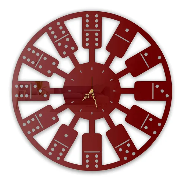 Wine_Red_Domino_Art_Wall_Clock_Ultra_High_Gloss_Metal_Built_Silent_Non_Ticking_Modern_Wall_Decor_Living_Room_Game_Room_Cafe_Office
