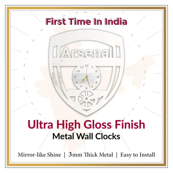 White_Cannon_Crest_Wall_Clock_Metal_Built_Ultra_High_Gloss_Silent_Non_Ticking_Movement_Metal_Wall_Clock_Modern_Wall_Decor_For_Living_Room_Game_Room