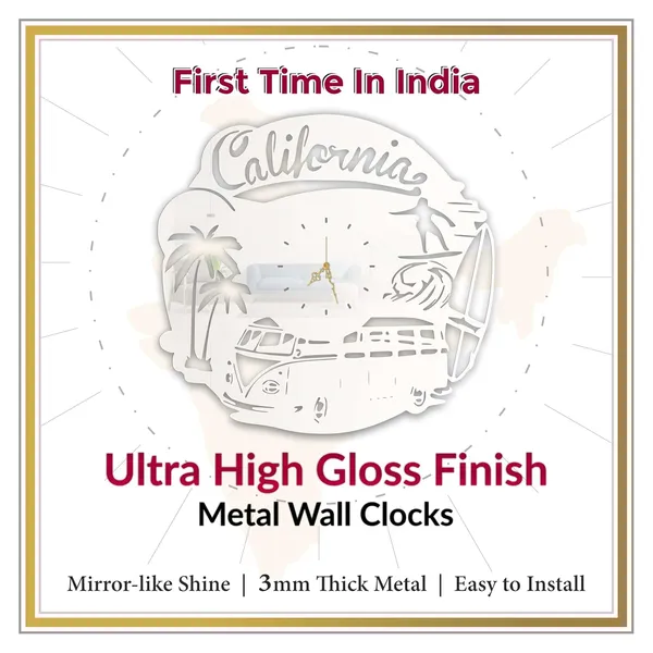 White_California_Surf_Wall_Clock_Ultra_High_Gloss_Metal_Built_Silent_Non_Ticking_Retro_Beach_Wall_Decor_Living_Room_Bedroom_Cafe_Office