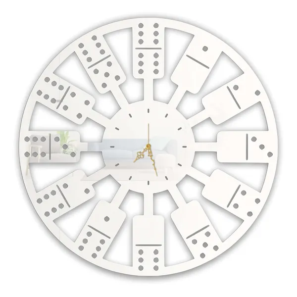 White_Domino_Art_Wall_Clock_Ultra_High_Gloss_Metal_Built_Silent_Non_Ticking_Modern_Wall_Decor_Living_Room_Game_Room_Cafe_Office