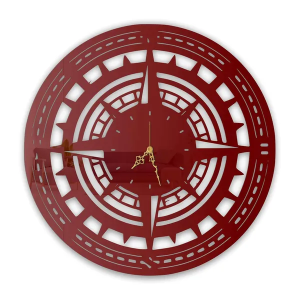 Wine_Red_Compass_Star_Wall_Clock_Ultra_High_Gloss_Metal_Built_Silent_Non_Ticking_Movement_Modern_Wall_Decor_Living_Room_Office_Bedroom