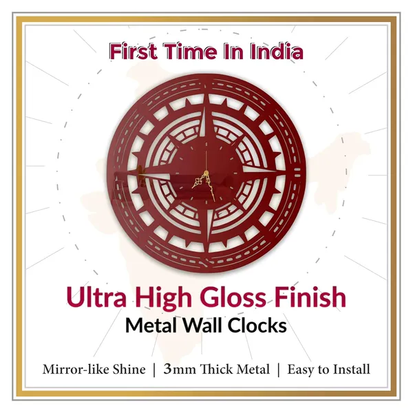 Wine_Red_Compass_Star_Wall_Clock_Ultra_High_Gloss_Metal_Built_Silent_Non_Ticking_Movement_Modern_Wall_Decor_Living_Room_Office_Bedroom