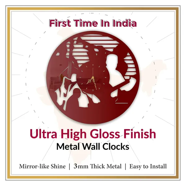 Wine_Red_Live_Band_Music_Theme_Wall_Clock_Ultra_High_Gloss_Metal_Built_Silent_Non_Ticking_Music_Wall_Decor_Living_Room_Studio_Entertainment_Room