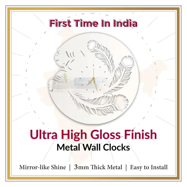 White_Floating_Feathers_Wall_Clock_Ultra_High_Gloss_Metal_Built_Silent_Non_Ticking_Metal_Wall_Clock_Elegant_Decor_Living_Room_Bedroom_Hallway