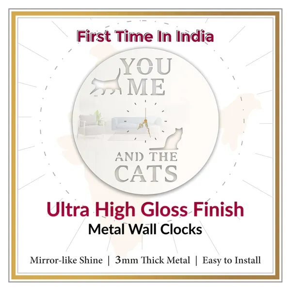 White_You_Me_The_Cats_Wall_Clock_Ultra_High_Gloss_Metal_Built_Silent_Non_Ticking_Metal_Wall_Clock_Pet_Lover_Decor_Living_Room_Cozy_Corners