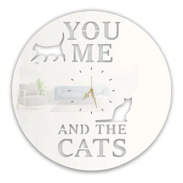 White_You_Me_The_Cats_Wall_Clock_Ultra_High_Gloss_Metal_Built_Silent_Non_Ticking_Metal_Wall_Clock_Pet_Lover_Decor_Living_Room_Cozy_Corners