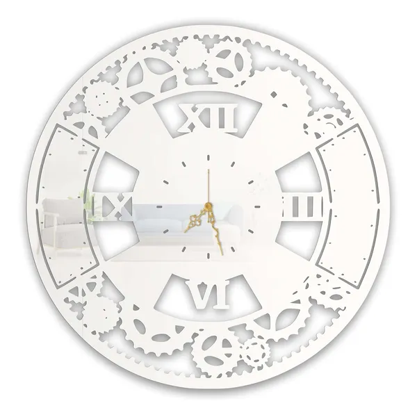 White_Steampunk_Gear_Roman_Wall_Clock_Ultra_High_Gloss_Metal_Built_Silent_Non_Ticking_Movement_Industrial_Wall_Decor_Living_Room_Bedroom_Office