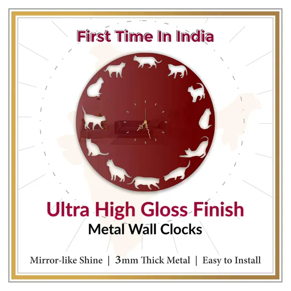 Wine_Red_Cat_Silhouette_Wall_Clock_Ultra_High_Gloss_Metal_Built_Silent_Non_Ticking_Metal_Wall_Clock_Pet_Lover_Decor_Living_Room_Bedroom_Kids_Room