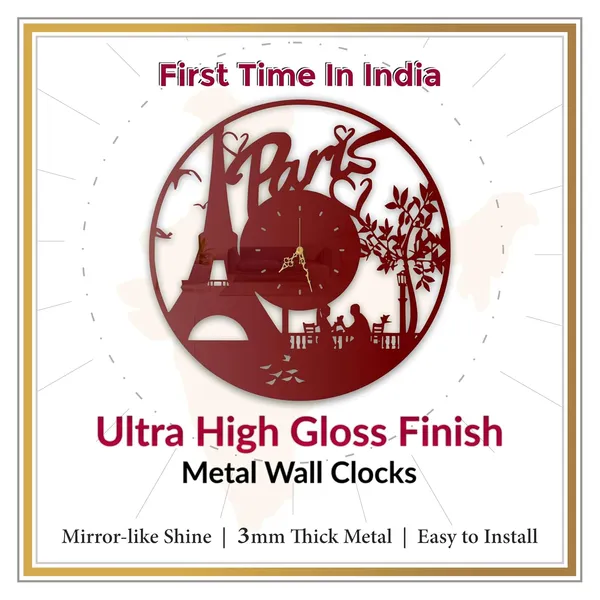 Wine_Red_Romantic_Paris_Wall_Clock_Ultra_High_Gloss_Metal_Built_Silent_Non_Ticking_Metal_Wall_Clock_European_Decor_Living_Room_Bedroom_Cafe